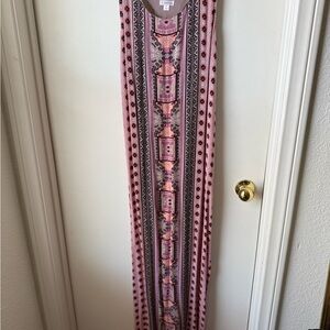 Pink and Black Patterned Maxi Dress